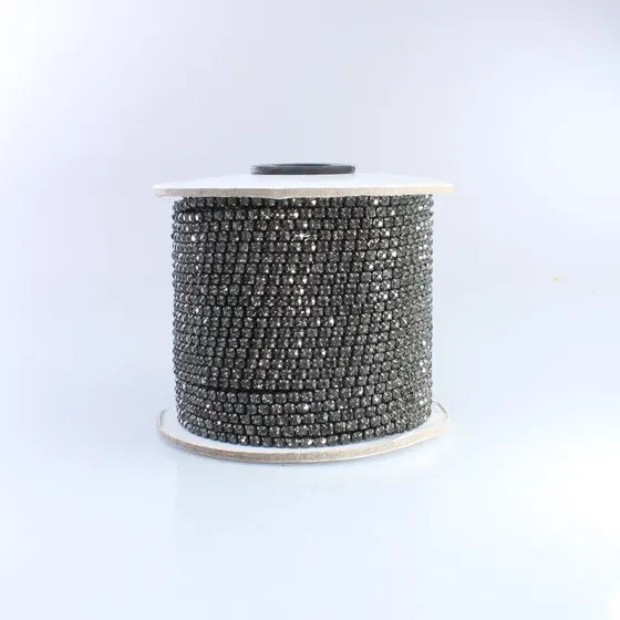 Corrente De Strass Junta Ss16 Em Vidro Com 50 Metros 546 - Grafite + Fume