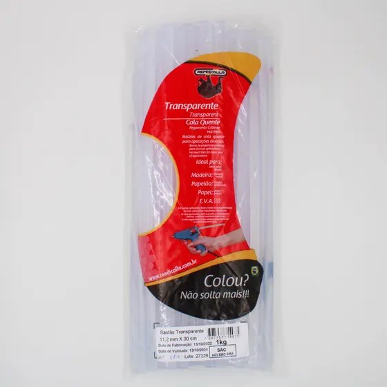 Bastao Cola Quente Transparente Grossa 11,2X300 Mm Rendicolla 1Kg