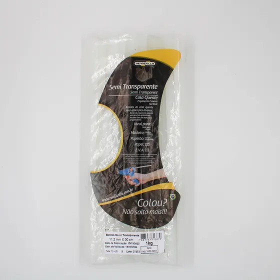 Bastao Cola Quente Semi Transparente Grossa 11,2X300 Mm Rendicolla 1Kg