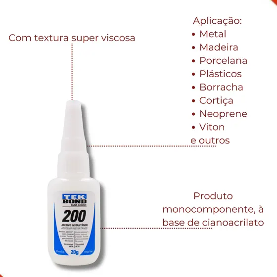 Cola 200 Tekbond Adesivo Instataneo Com 20G