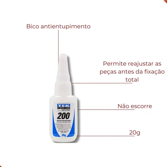 Cola 200 Tekbond Adesivo Instataneo Com 20G