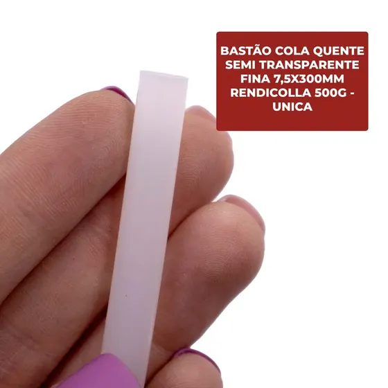 Bastao Cola Quente Semi Transparente Fina 7,5X300Mm Rendicolla 500G