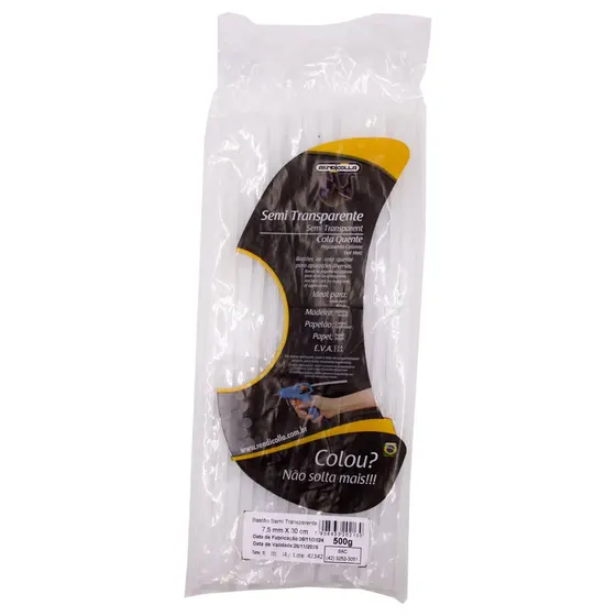 Bastao Cola Quente Semi Transparente Fina 7,5X300Mm Rendicolla 500G