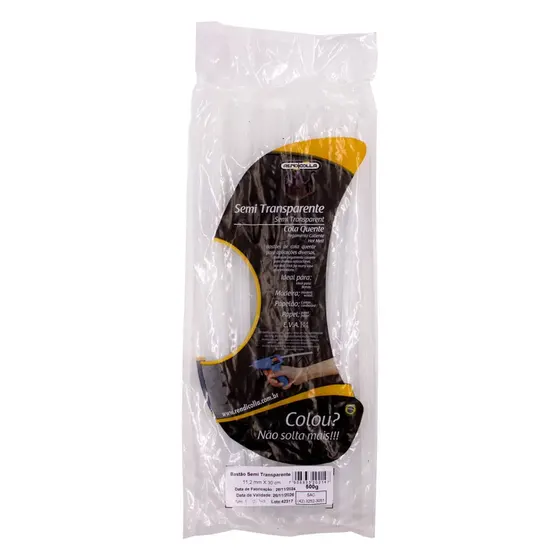 Bastao Cola Quente Semi Transparente Grossa 11,2X300 Mm Rendicolla 500G
