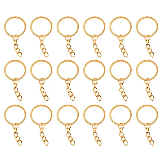 Argola Chaveiro Italiana Com Corrente 28Mm Em Ferro Com 200 Pecas 073 - Dourado 073