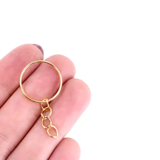 Argola Chaveiro Com Corrente 18Mm Em Ferro Com 1.000 Pecas 073 - Dourado 073