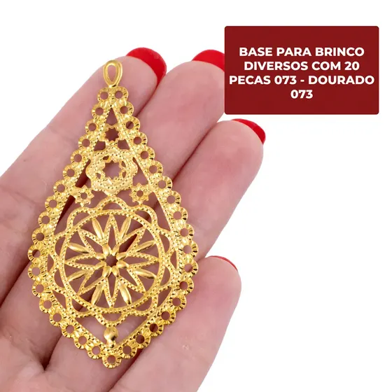 Pingente Mandala 65X35Mm Em Ferro Com 80 Pecas 073 - Dourado 073