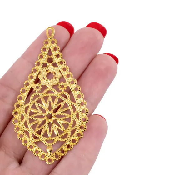 Pingente Mandala 65X35Mm Em Ferro Com 80 Pecas 073 - Dourado 073