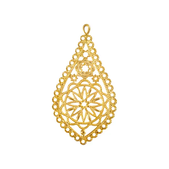 Pingente Mandala 65X35Mm Em Ferro Com 80 Pecas 073 - Dourado 073