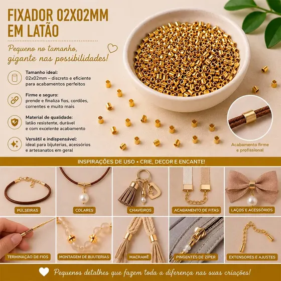 Fixador 02X02Mm Em Latao Com 5000 Pecas 073 - Dourado 073