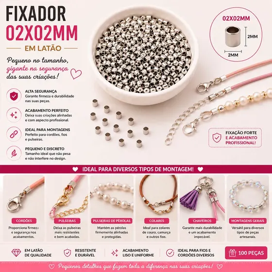 Fixador 02X02Mm Em Latao Com 5000 Pecas 074 - Niquel 074