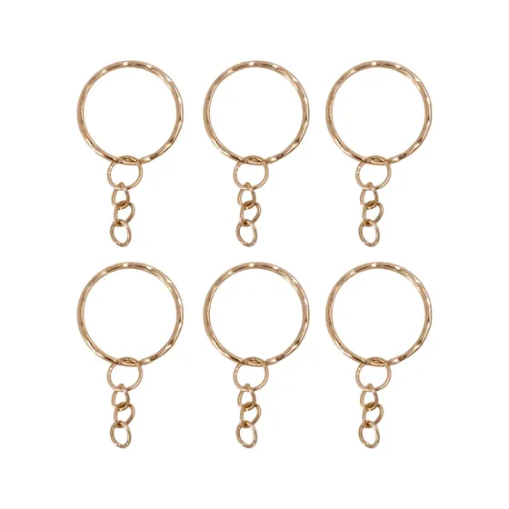 Argola Chaveiro Ondulada Com Corrente 25Mm Em Ferro Com 500 Pecas 073 - Dourado 073