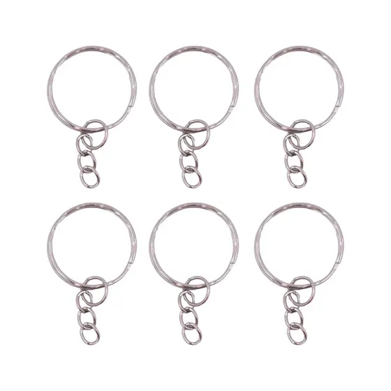 Argola Chaveiro Ondulada Com Corrente 25Mm Em Ferro Com 500 Pecas 074 - Niquel 074