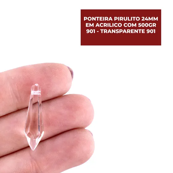 Ponteira Pirulito 24Mm Em Acrilico Com 500Gr 901 - Transparente 901