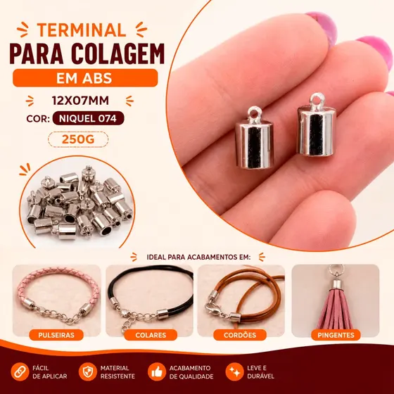 Terminal Para Colagem 12X07Mm Em Abs Com 250G