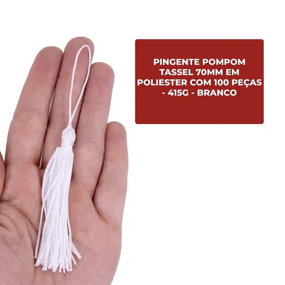 Pingente Pompom Tassel 70Mm Em Poliester Com 100 Pecas