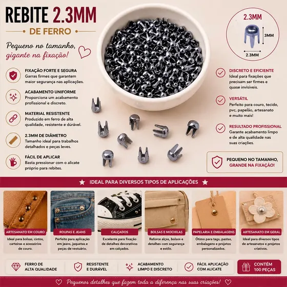 Rebite 2.3Mm De Ferro Com 25000 Pecas 074 - Niquel 074