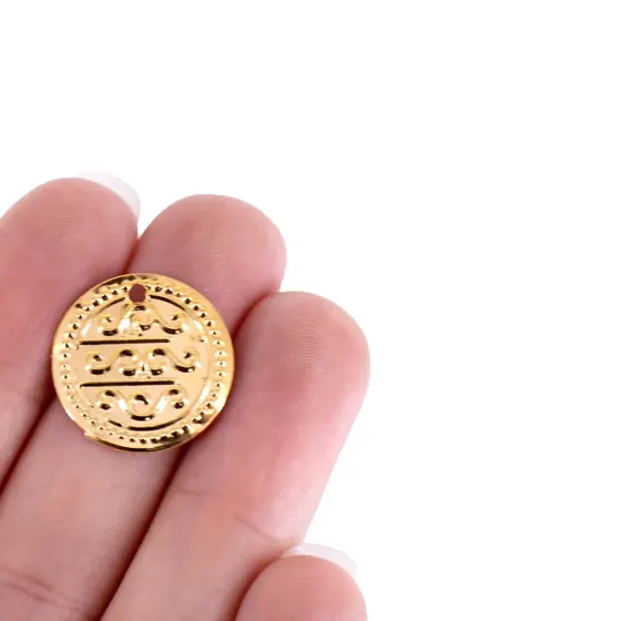 Moedinha Com 1 Furo 18Mm Ref:101 Pingente 1000Pcs 073 - Dourado 073