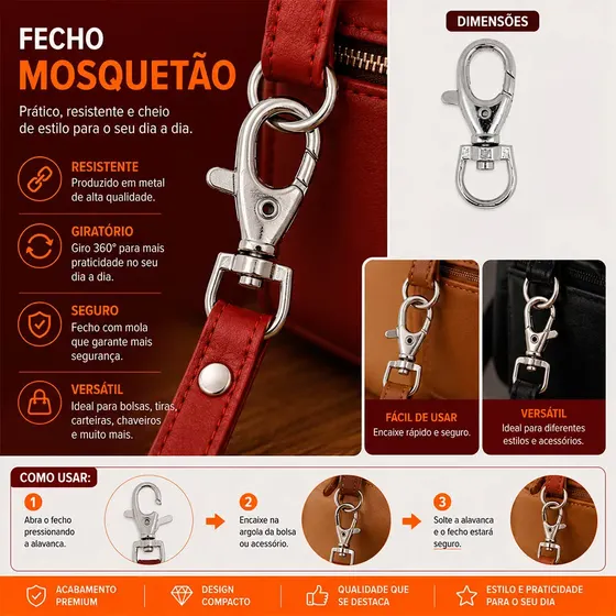 Fecho Mosquetao 52Mm Em Zamak Com 50 Pecas 074 - Niquel 074