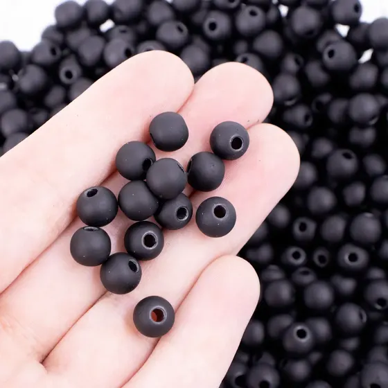 Bola Emborrachada Passante 08Mm Em Plastico Com 500Gr B672 - Preto