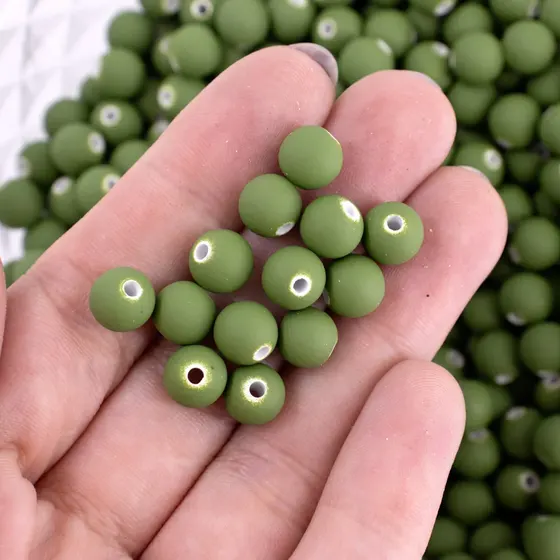 Bola Emborrachada Passante 08Mm Em Plastico Com 500Gr Sb028 - Verde Militar 028