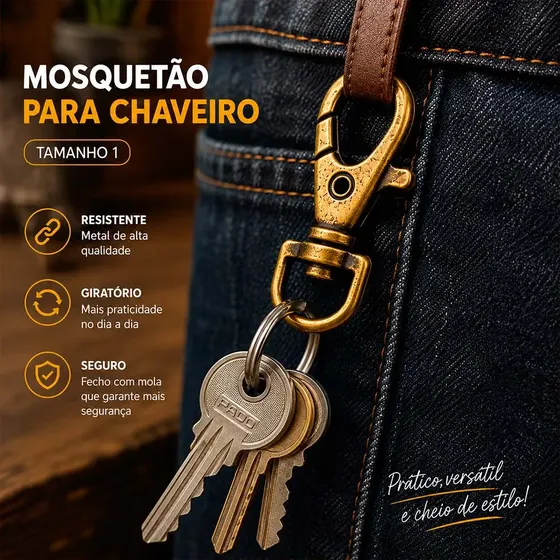Fecho Mosquetao 38Mm Em Zamak Com 100 Pecas 075 - Ouro Velho