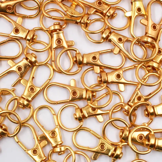 Fecho Mosquetao Base Arredondada 32Mm Em Zamak Com 100 Pecas 073 - Dourado 073