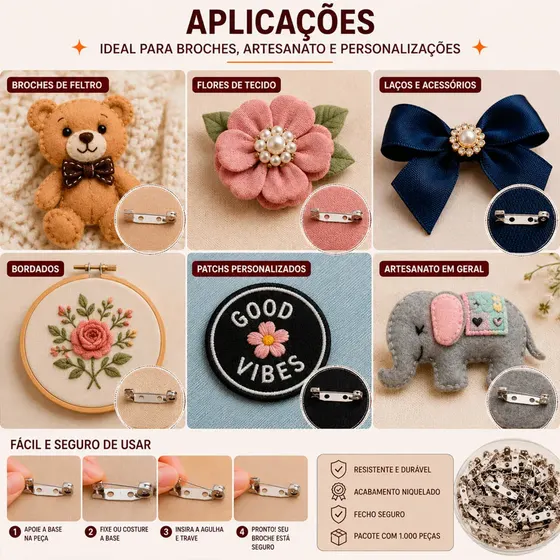 Base De Broche 20Mm Em Ferro Com 1.000 Pecas 074 - Niquel 074