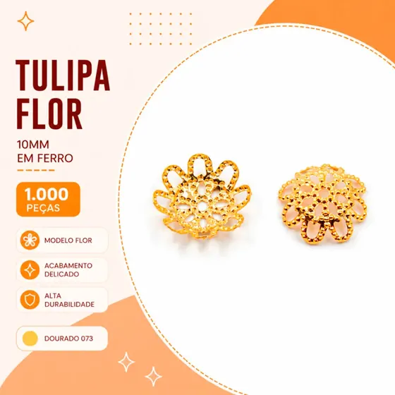 Tulipa Flor 10Mm Em Ferro Com 1.000 Pecas 073 - Dourado 073