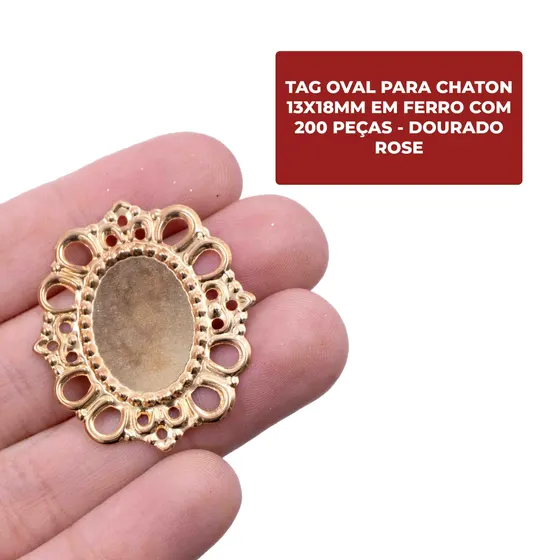 Tag Oval Para Chaton 13X18Mm Em Ferro Com 200 Pecas