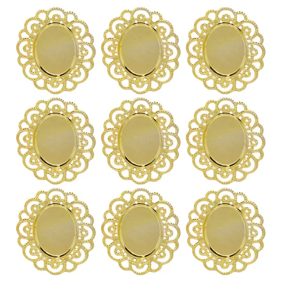 Tag Moldura Oval Para Chaton 18X25Mm Em Ferro Com 200 Pecas 073 - Dourado 073
