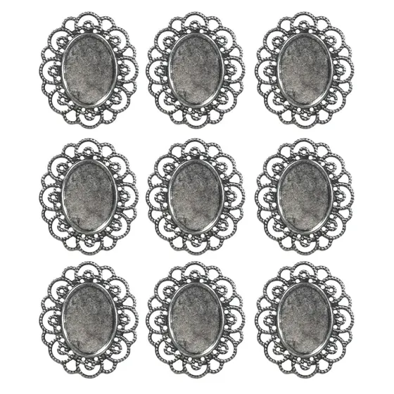 Tag Moldura Oval Para Chaton 18X25Mm Em Ferro Com 200 Pecas 074 - Niquel 074