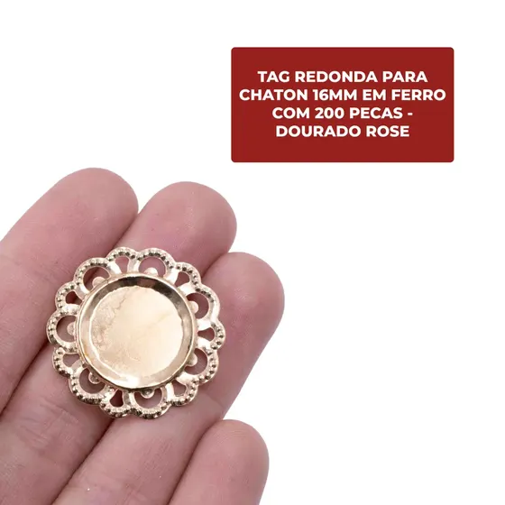 Tag Redonda Para Chaton 16Mm Em Ferro Com 200 Pecas