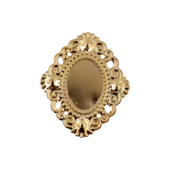 Tag Moldura Oval Pontuda Para Chaton 18X25Mm Em Ferro Com 200 Pecas 073 - Dourado 073
