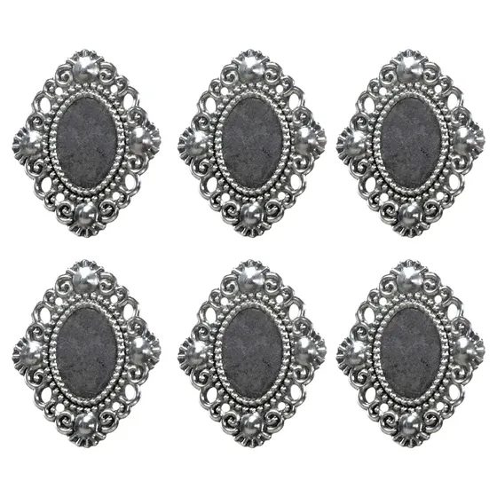 Tag Moldura Oval Pontuda Para Chaton 13X18Mm Em Ferro Com 200 Pecas 074 - Niquel 074