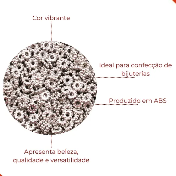 Argola De Bolinhas 06Mm Em Abs Com 500Gr 074 - Niquel 074