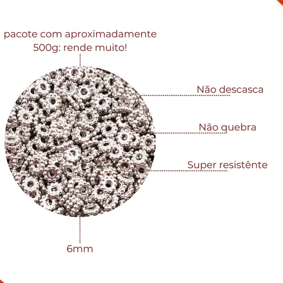 Argola De Bolinhas 06Mm Em Abs Com 500Gr 074 - Niquel 074