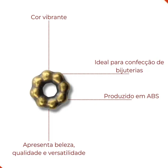 Argola De Bolinhas 06Mm Em Abs Com 500Gr 075 - Ouro Velho