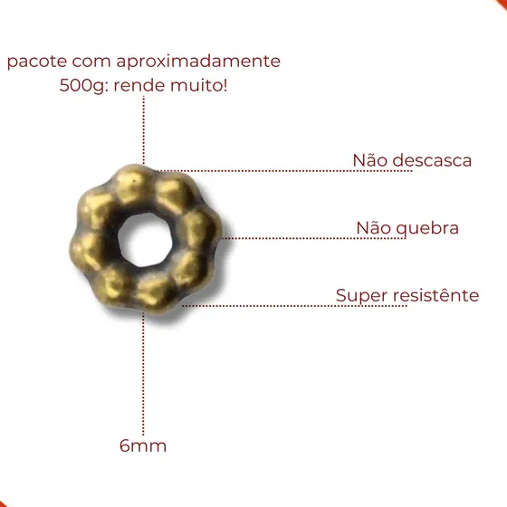 Argola De Bolinhas 06Mm Em Abs Com 500Gr 075 - Ouro Velho