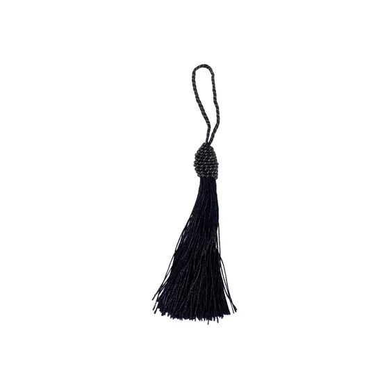 Pingente Pompom Tassel Com Tulipa 90Mm Em Poliester Com 50 Pecas 225 - Preto 225
