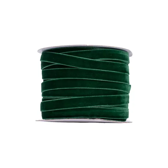 Fita De Veludo 10Mm Em Poliester Com 45 Metros - Verde Bandeira