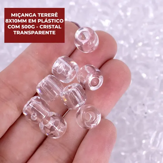 Micanga Terere 8X10Mm Em Plastico Com 500G - Cristal Transparente