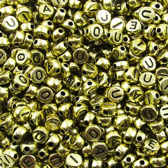 Micanga Entremeio Redondo Vogal 07Mm Em Plastico Com 500G