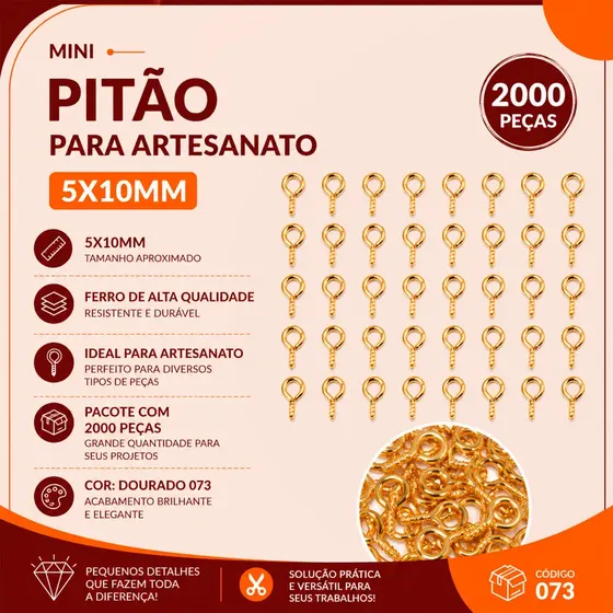 Mini Pitao Para Artesanato 5X10Mm Em Ferro Com 2000 Pecas