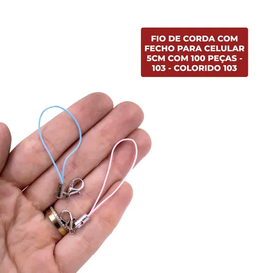 Fio De Corda Com Fecho Para Celular 5Cm Com 100 Pecas