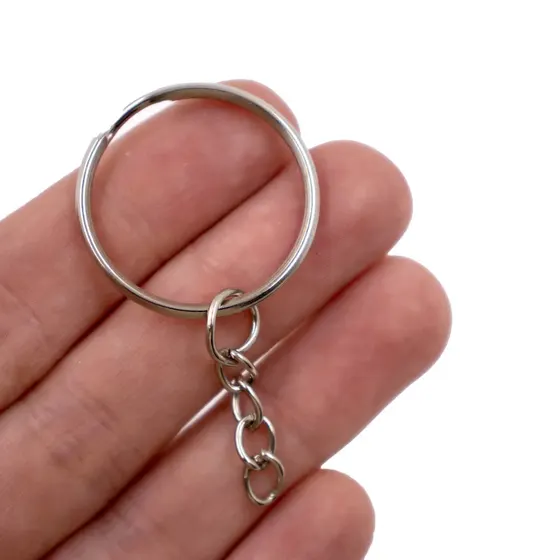 Argola Chaveiro Com Corrente 28Mm Em Ferro Com 200 Pecas