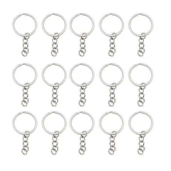 Argola Chaveiro Com Corrente 28Mm Em Ferro Com 200 Pecas