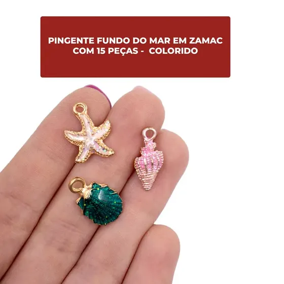 Pingente Fundo Do Mar Em Zamac Com 15 Pecas