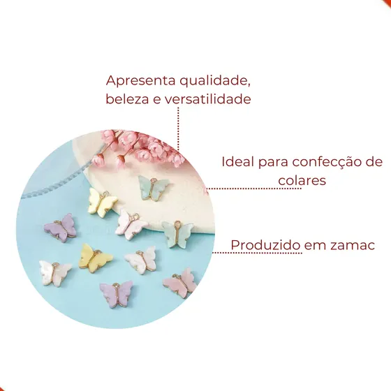 Pingente Borboleta Com Argola 5X12Mm Em Zamac Com 50 Pecas