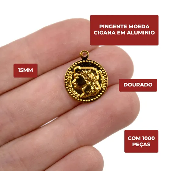 Pingente Moeda Cigana 15Mm Em Aluminio Com 1000 Pecas